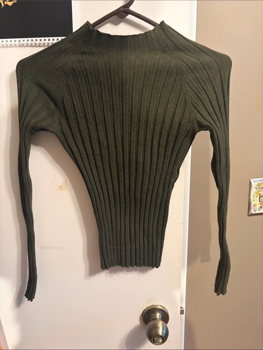 Olive Ribbed Mock Neck Women's Top